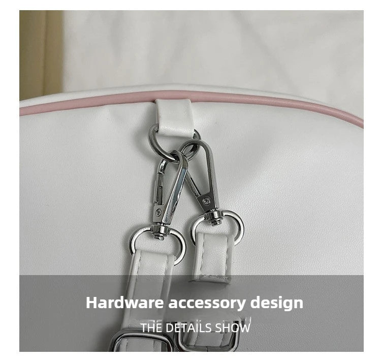 Women's Fashion Backpacks Y2K Korean Japan Kawaii Cat Ita Bag PU Cute Girls Transparent Pocket Aesthetic Shoulder Crossbody Bags