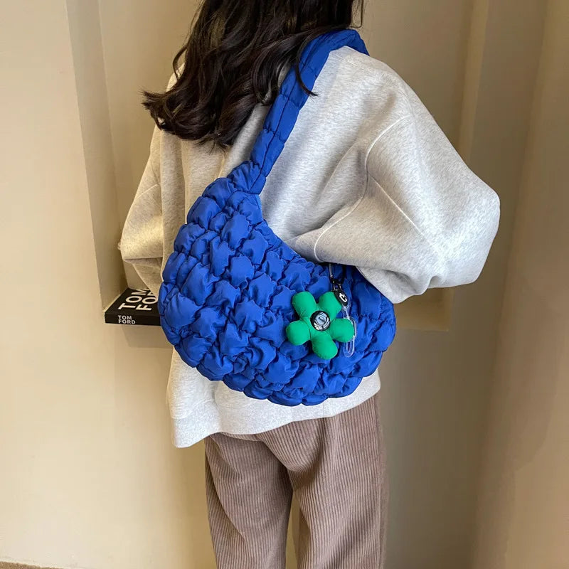Women's Bag Korean Version Sweet Girly Style Shoulder Bag Fashion Casual Bubble Dumpling Bag Fold Cloud Bag Fashion Exquisite