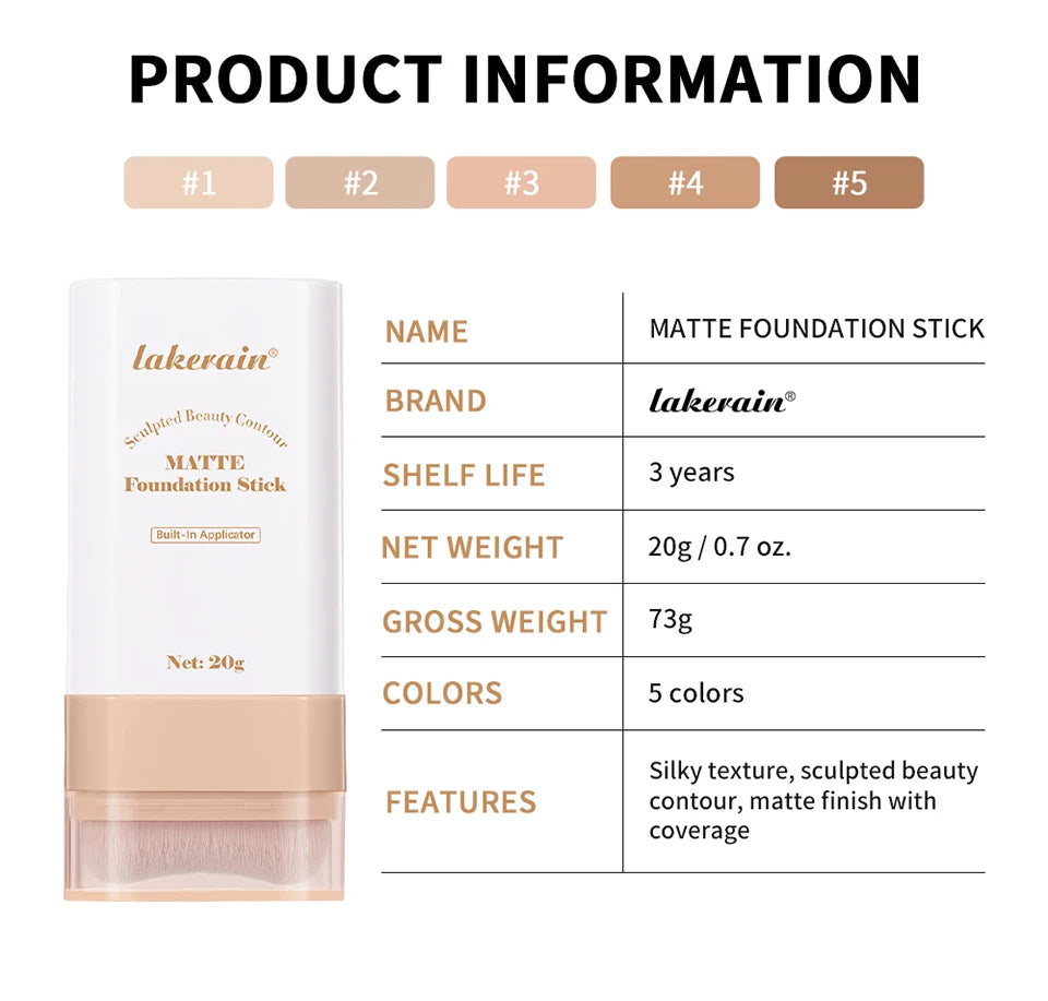 Skin Tint Foundation Stick 6 Colors Balm Serum Boosted Smooth Plumper Hight Coverage Travel Bronze Foundation Stick Makeup
