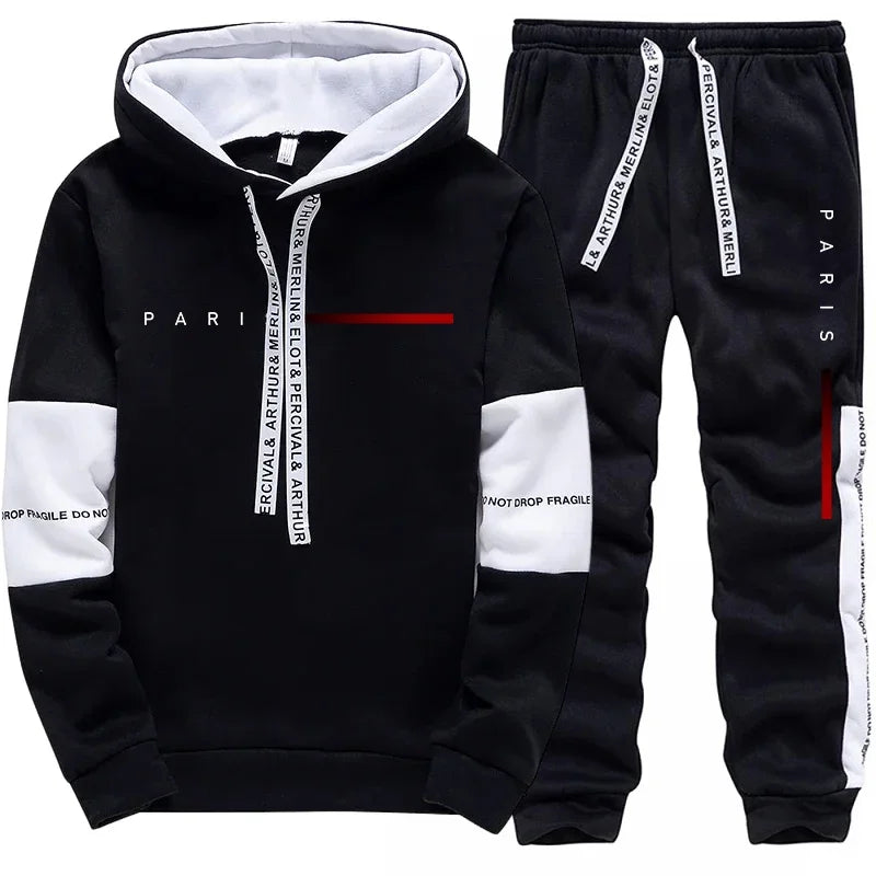 Men's Hooded Sweatshirts Sweatpants Paris Fashion Hoodie Streetwear Male All Season Daily Casual Sports Pullover Jogging Pants