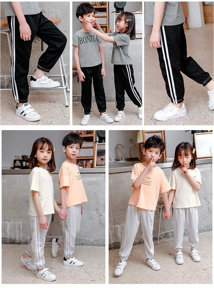 Summer Boys and Girls Thin Pants Kids Sport Wear Trousers Children's Clothes Comfortable Breathable Candy Color Pants
