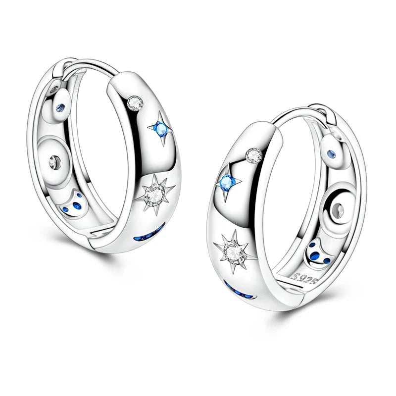 2025 New 925 Sterling Silver Hoop Earrings Flowers Zircon Drop Earrings Stud For Woman Fine Birthday Wedding Party Jewelry Gifts