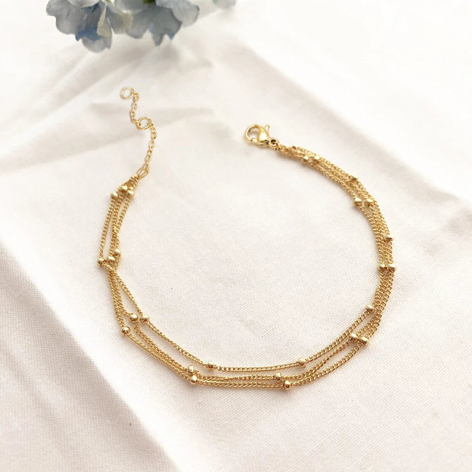 eManco Simple Women's Ball Chain Bracelet Bracelet New Layered Thin Beads Accessories Stainless Steel Jewelry Gifts Wholesale