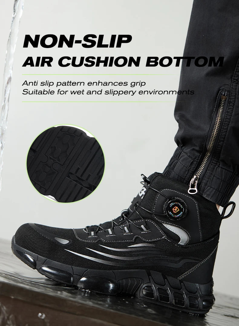 High Top Work Safety Boots Men Steel Toe Cap Work Shoes Rotating Button Indestructible Sneakers Protection Men Safety Shoes