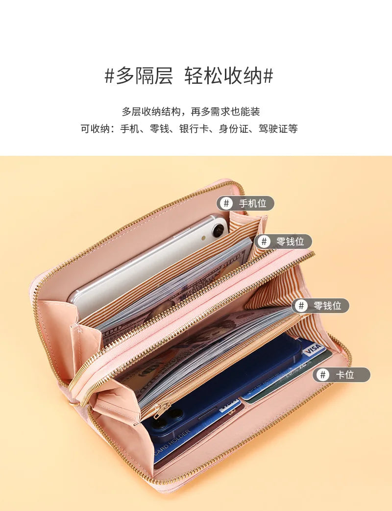 Long Women's Wallet Female Purses Tassel Coin Purse Card Holder Wallets Double Zipper Pu Leather Clutch Luxury Money Phone Bag