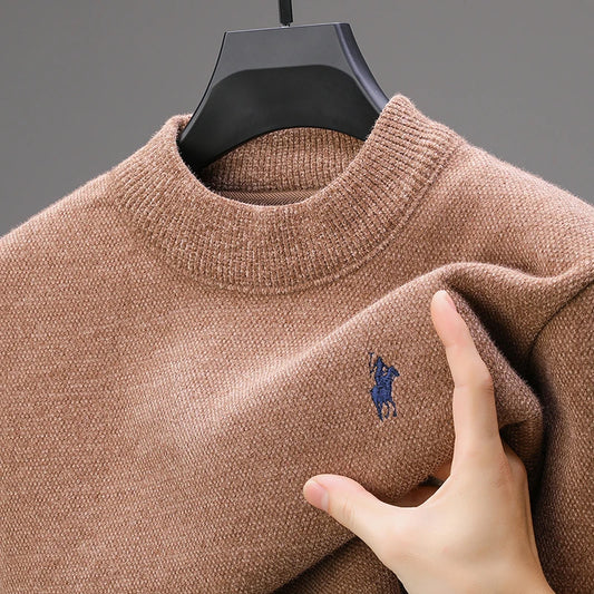 Luxury Brand Men's O-Neck Sweater Autumn/Winter New Item Exquisite Velvet Embroidered Thick Pullover Knitwear Top Men's Clothing