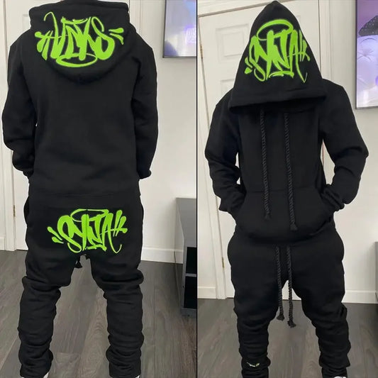 Sy-World Casual Streetwear Sportswear Hoodie Sweatshirt Men's Women's Hip Hop Style Winter Cotton Long Pants Set