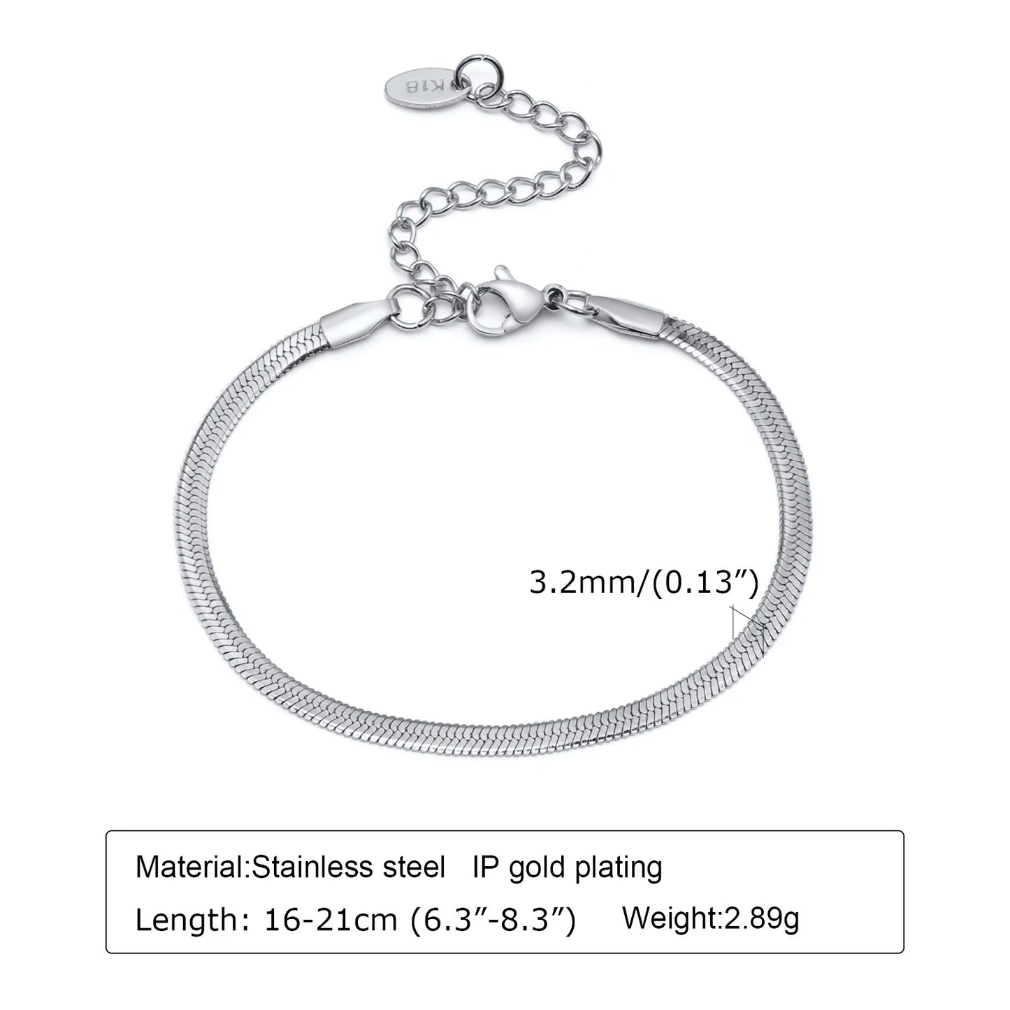 Women Chain Bracelet Silver Color, Stainless Steel Link Stackable Bracelets, Layered Fashion Accessories Gifts