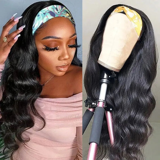Headband Wig Human Hair Body Wave Virgin Human Hair Wigs for Black Women Full Machine Made Brazilian Ready To Wear Wig None Lace