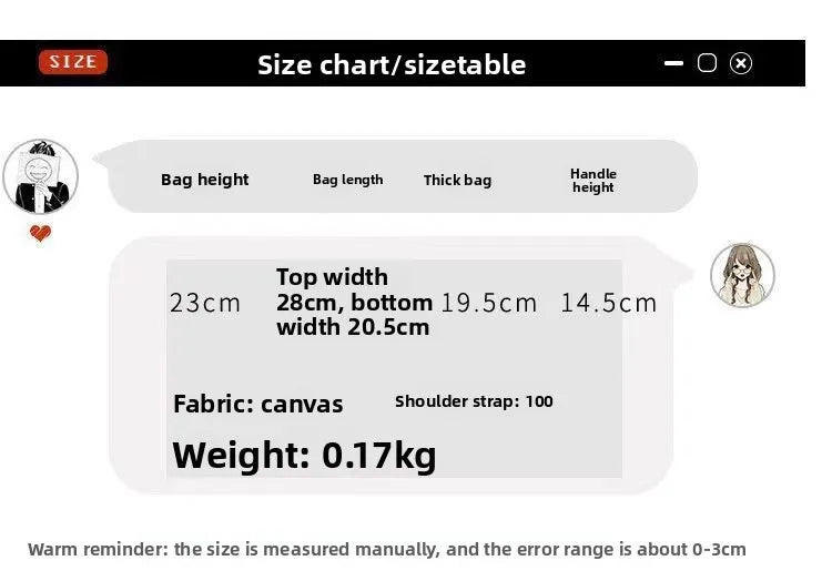 Sanrio Hello Kitty Kuromi Canvas Shoulder Bag Kawaii Anime Print Lightweight Crossbody Purse for Girl