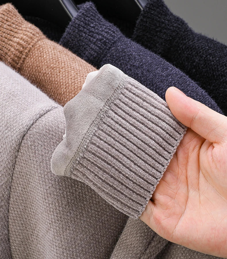 Luxury Brand Men's O-Neck Sweater Autumn/Winter New Item Exquisite Velvet Embroidered Thick Pullover Knitwear Top Men's Clothing