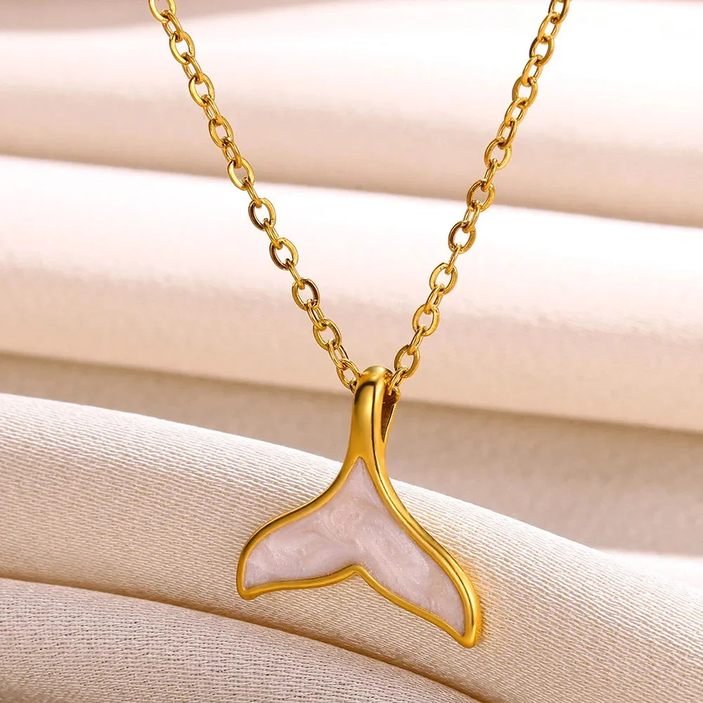Summer Women's Starfish Conch Shell Necklace Fashion Stainless Steel Gold/Silver Color Crab Turtle Choker Beach Jewelry Gifts