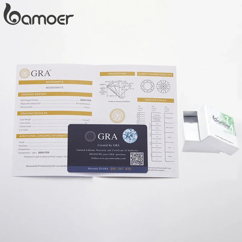 BAMOER D Color VVS1 EX Moissanite Flower Ring 1ct Round Moissanite Diamond Solitaire Engagement 925 Sterling Silver Rings For Wo