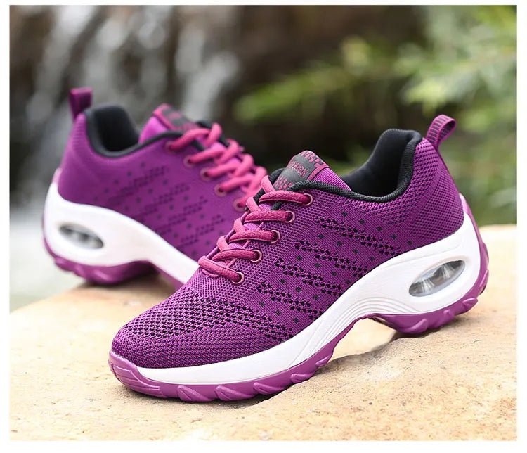 New Running Shoes Ladies Breathable Sneakers Summer Light Mesh Air Cushion Women's Sports Shoes Outdoor Lace Up Training Shoes