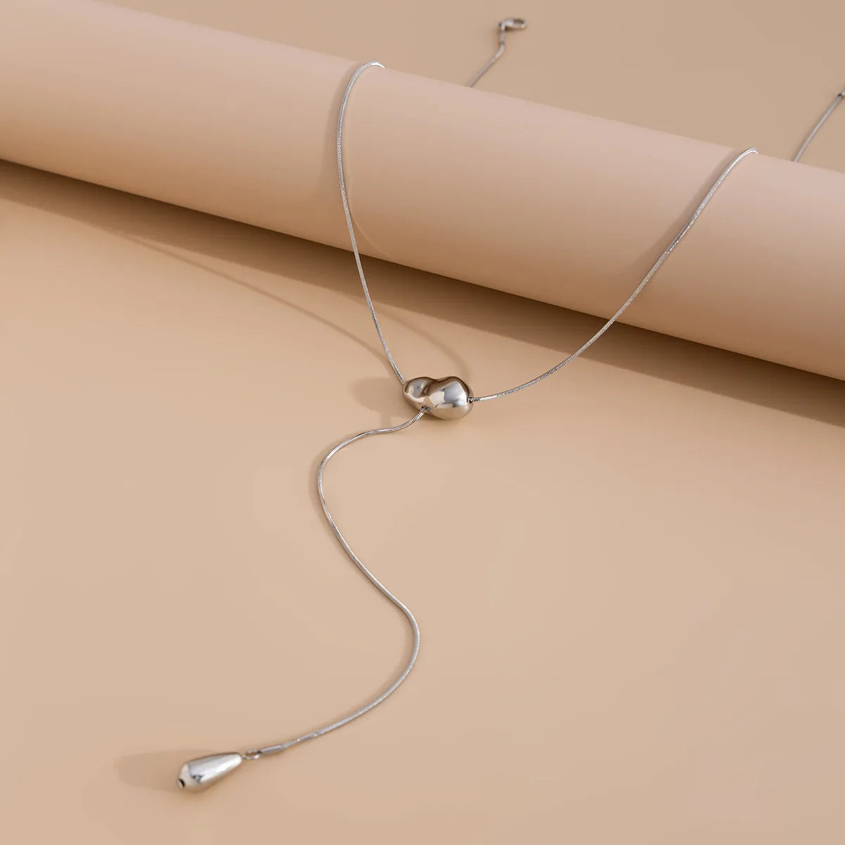 2025 Vintage Metal Simple Water Drop Pendant Necklace for Women 2025 Trendy Long Thin Chain Necklace Aesthetic Y2K Jewelry Gift