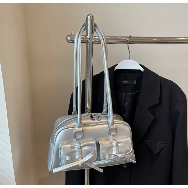 Vintage Women Business Shoulder Bags Simple Ladies Commute Tote Bag Pu Leather Female Underarm Bag Burgundy Large Handbags Purse