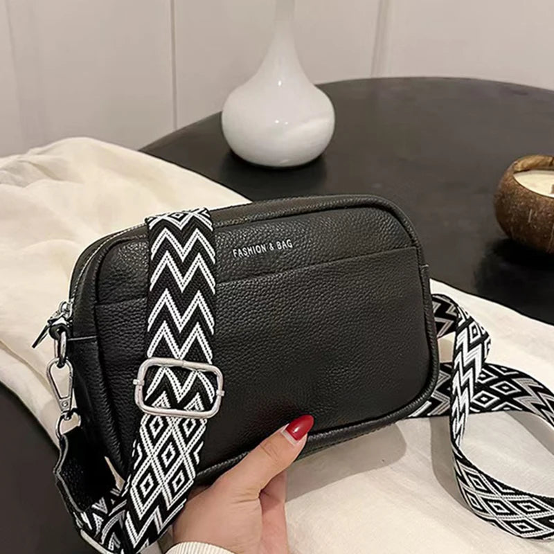 Unisex Canvas Crossbody Bag – Stylish Square Camera Purse with Wide Strap, Minimalist & Versatile for Men/Women. Casual Chic, Ne