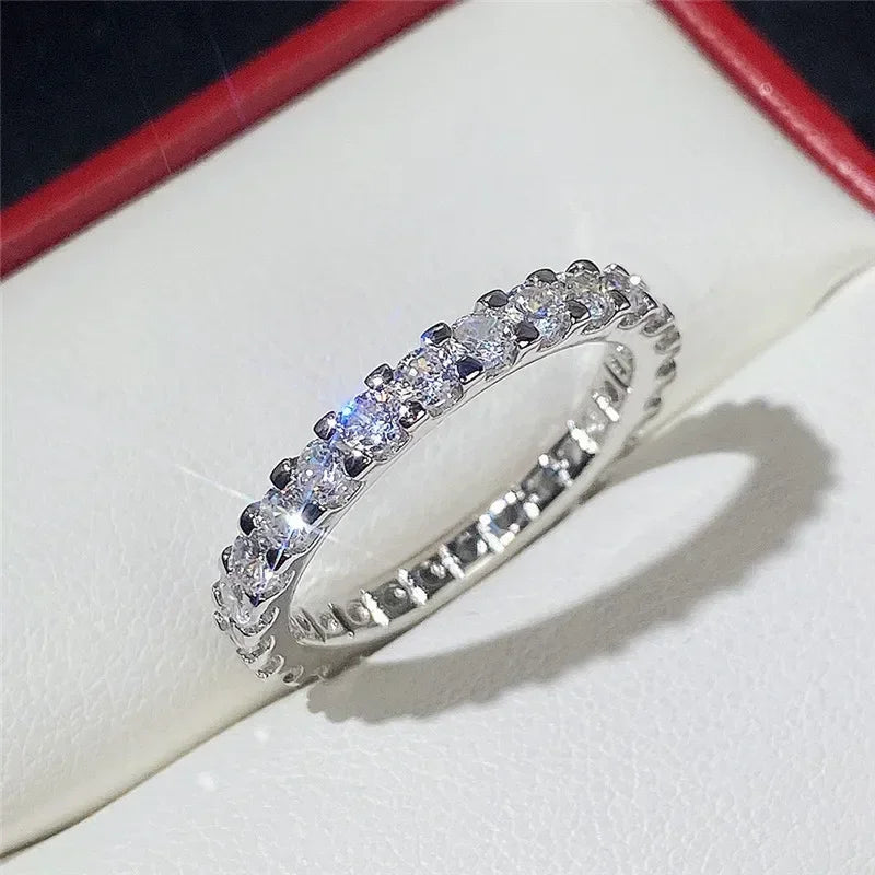 2025 New Starry Sky Full Circle Zircon Women's Ring, Paired with Sparkling Light Luxury Fashion Jewelry Accessories