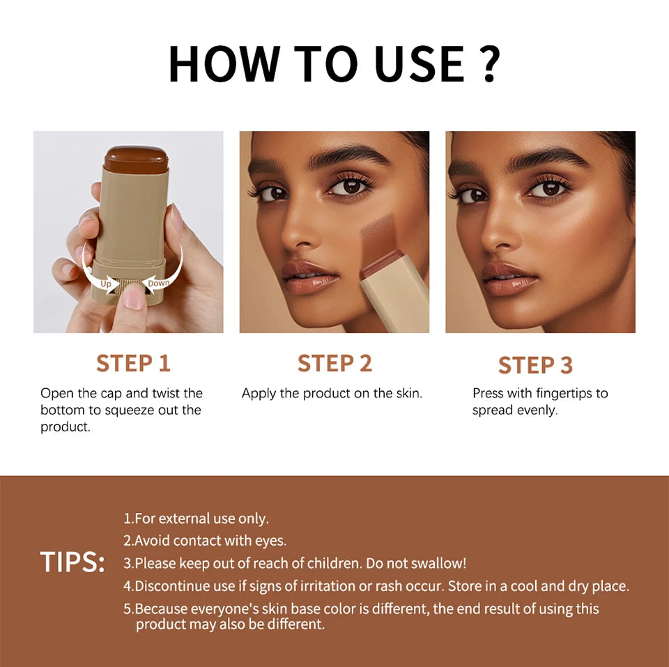 Skin Tint Foundation Stick 6 Colors Balm Serum Boosted Smooth Plumper Hight Coverage Travel Bronze Foundation Stick Makeup