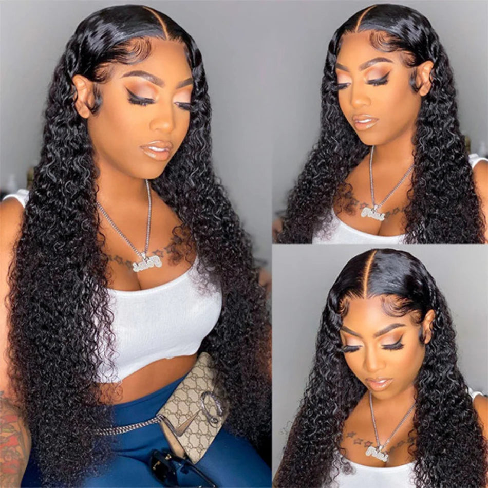 Kinky Curly 13x4 Lace Frontal Wig For Women 13x6 Glueless Human Hair Wigs Deep Water Wave Full Lace Front Wigs Ready to Wear Wig