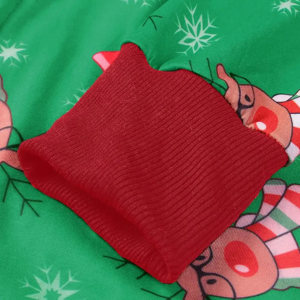 Christmas Family Matching Onesie Elk Print Cute Soft Jumpsuit Mom Dad Kids Clothing Sets Hooded Zipper Overall Xmas Look Pyjamas