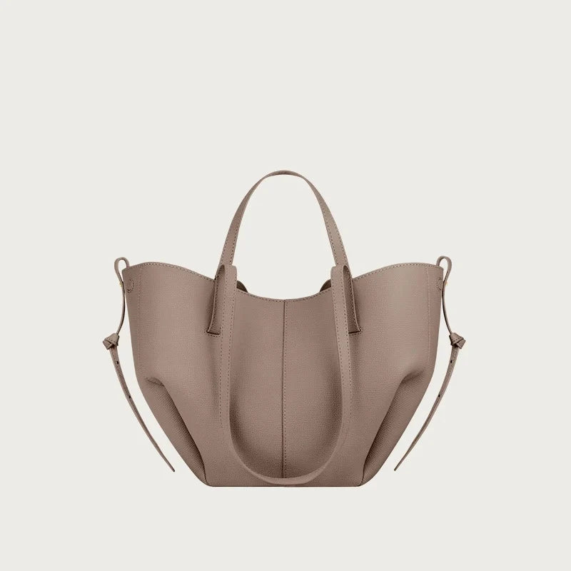 Women's large capacity leather hand-held wing bag, pleated underarm tote bag, casual and fashionable one shoulder underarm bag