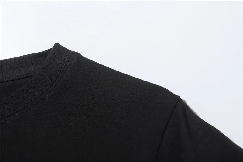 2025 Summer Fashion Men's Cotton Short sleeved T-shirt Round Neck Loose Letter Printed Moisture wicking and Sweating Top