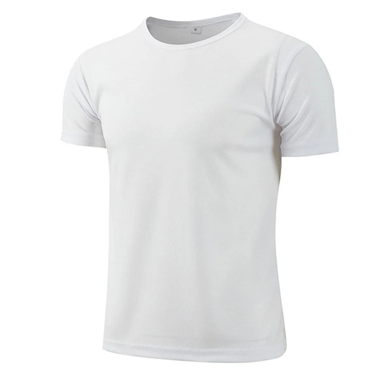 Men Short Sleeve Top Oversized White T-Shirt Man Casual Soild Shirt Quick Drying Gym Basketball t Shirts Soccer Tees Man Clothes