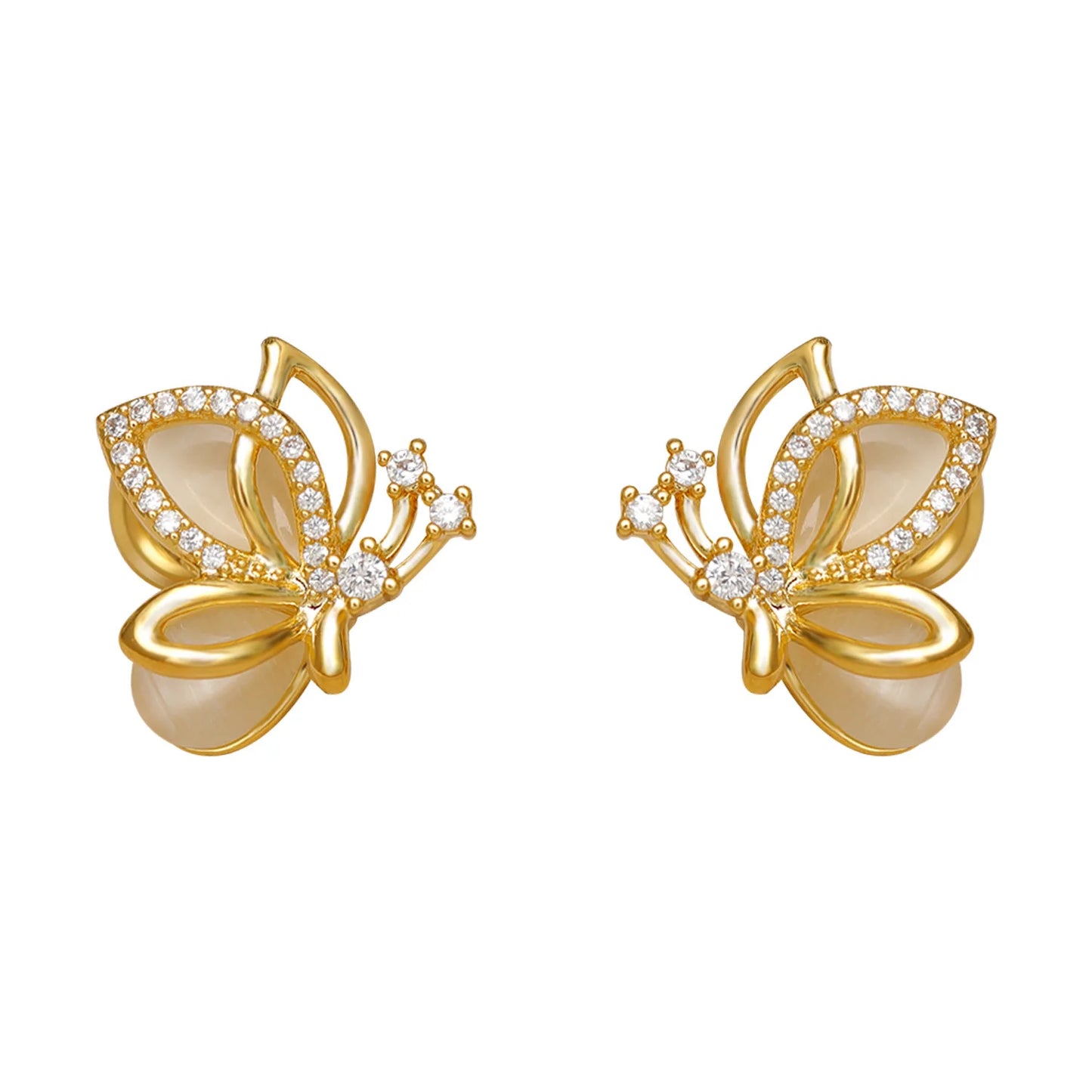 2025 New Unique Design Fashion Simple Butterfly Cat's Eye Inlay Drill Earrings for Women Luxury Paty Jewerly GIfts Daily Wear