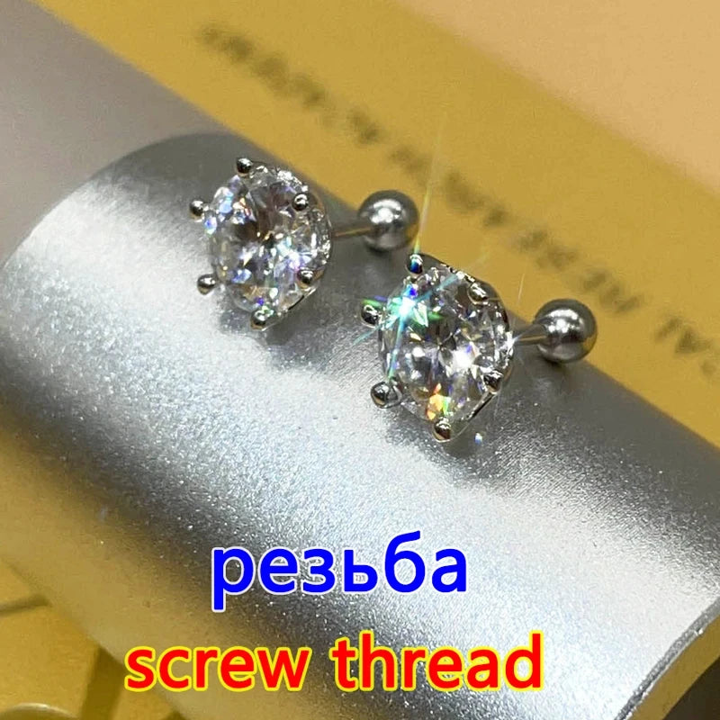 DJMAX 0.5-2ct Moissanite Diamond Stud Earrings for Women Original 925 Sterling Silver Lady's Moissanite Earring New 2025