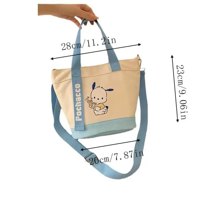 MINISO Sanrio Canvas Crossbody Bag Cute Fashion Handbag Bucket Bag Large Capacity Commuter Girl Gift