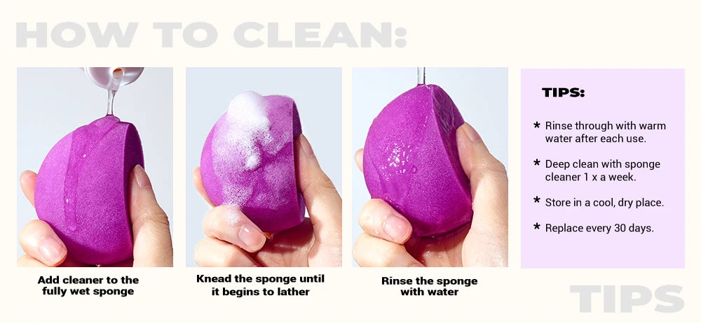 Jessup Makeup Sponge Set, 3pcs Make up Sponges for Face Foundation Concealer Contour and Blusher, Purple SP017