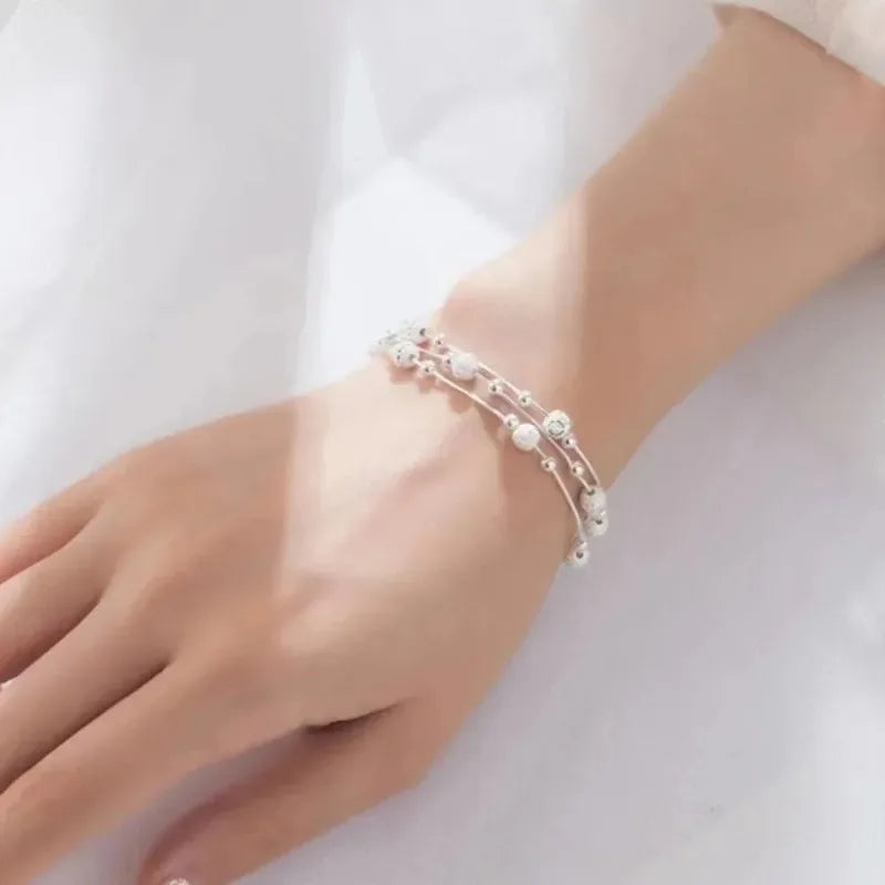 925 Sterling Silver Bracelet Woman Vintage Luxury Adjustable Bead Bracelets Fashion Original Jewelry Designer Party Wedding Gift