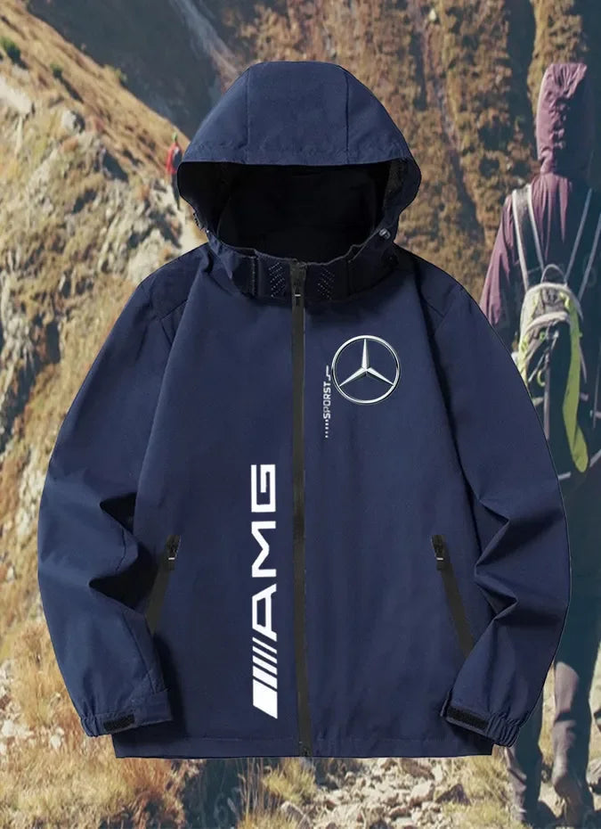 Mercedes-benz UPF100 + Men's autumn windbreaker with pocket zipper, sun protection jacket, UV ultra-light breathable fabric