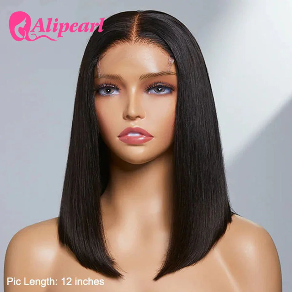 AliPearl Bone Straight Bob Wig Lace Front Human Hair Wigs for Women Pre-Plucked 13x4 Transparent Lace Frontal Wig Short Bob Wigs