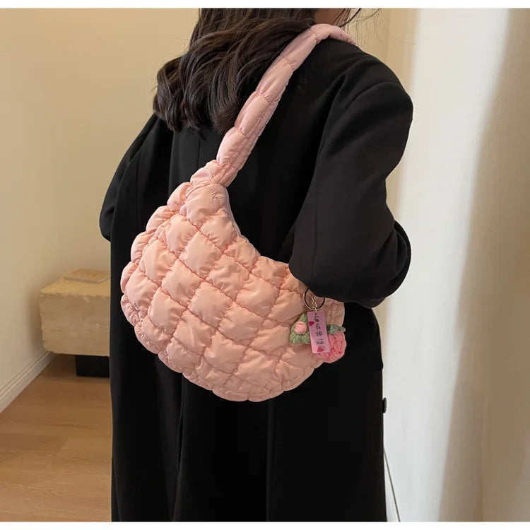 Women's Bag Korean Version Sweet Girly Style Shoulder Bag Fashion Casual Bubble Dumpling Bag Fold Cloud Bag Fashion Exquisite