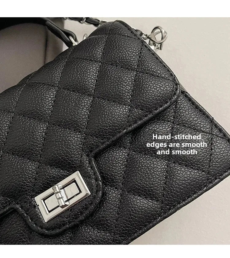 Small Square Lattice Chain Crossbody Bag Women's Shoulder Handbag Simple Handheld Underarm Bag Hot Sale Of The Season New Versat