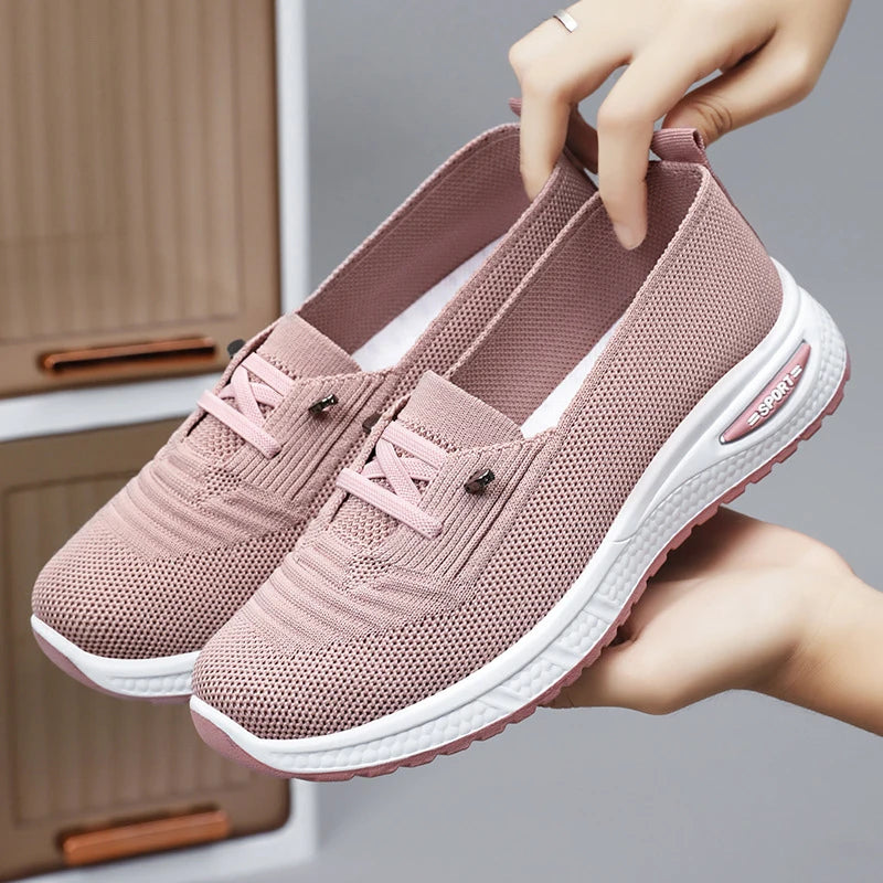 Summer Women's Sneakers Breathable Slip on Walking Shoes Mesh Low Top Womens Vulcanized Shoes Soft Sole Lightweight Women Shoes