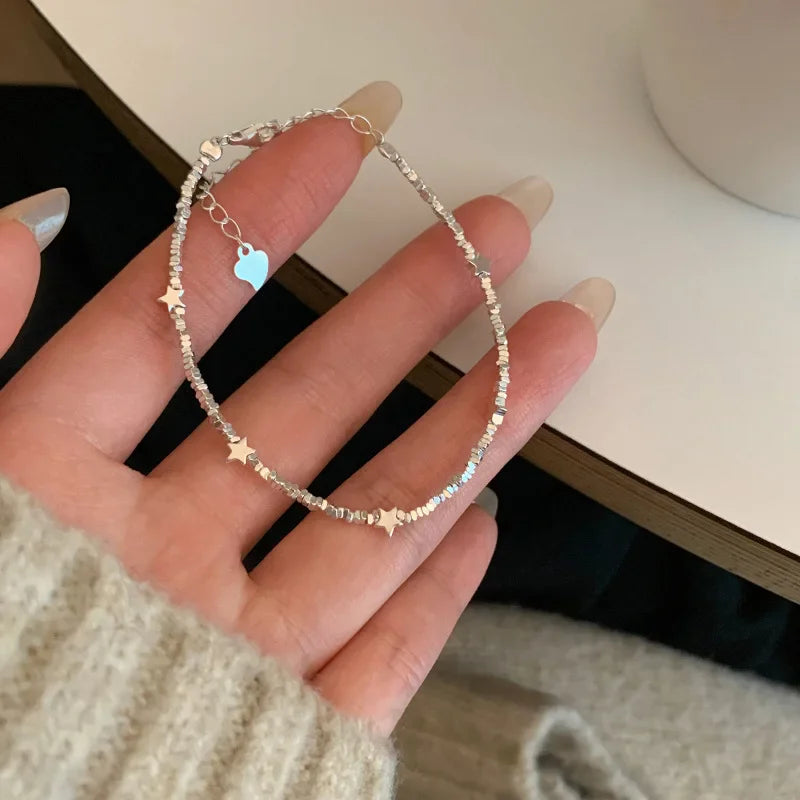 VENTFILLE 925 Sterling Silver Zircon Love Heart Bracelet For Women Bowknot Stars Bead Snake Bone Chain Jewelry Gift Dropship