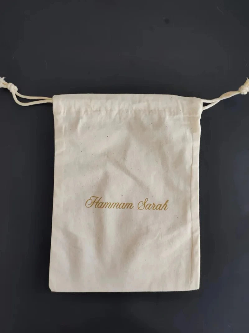 Wholesale 100pcs/lot Custom Logo Printed Natural Cotton Drawstring Pouch Gift Package Bags Personalize Texts Plain Storage Pouch