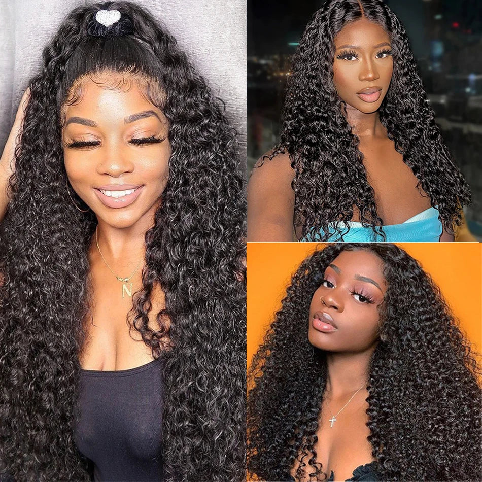 Kinky Curly 13x4 Lace Frontal Wig For Women 13x6 Glueless Human Hair Wigs Deep Water Wave Full Lace Front Wigs Ready to Wear Wig