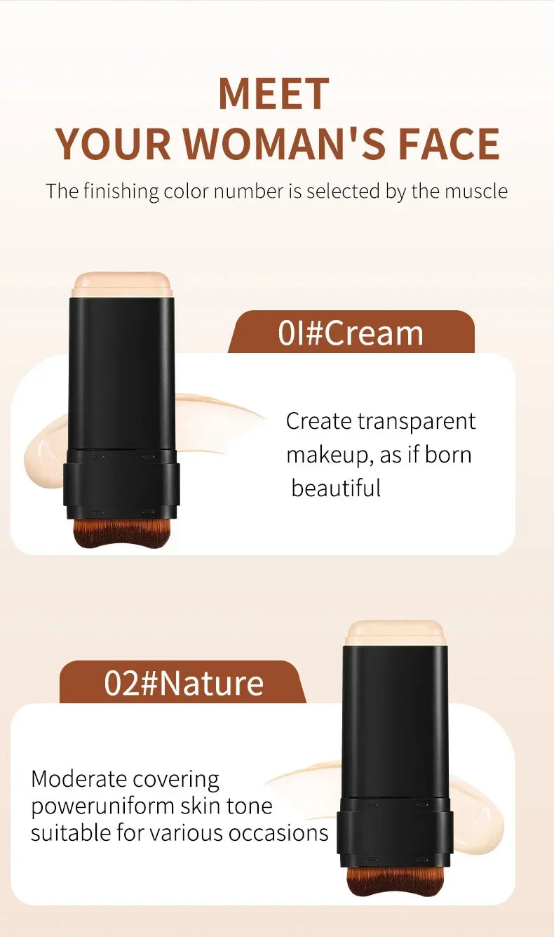 TVLV eraser foundation make-up stick 20g, with brush to brighten skin liquid foundation, long-lasting makeup concealer