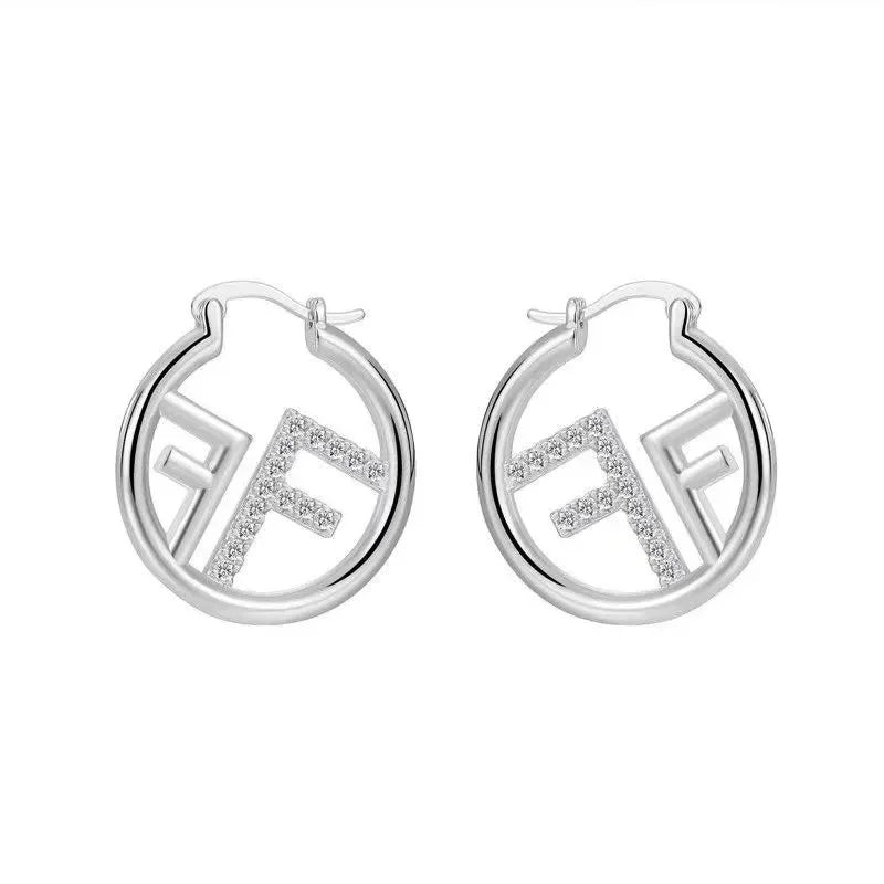 2025 new letter F high-end ear ring, light luxury niche design temperament personalized earrings, jewelry ear buckle gift