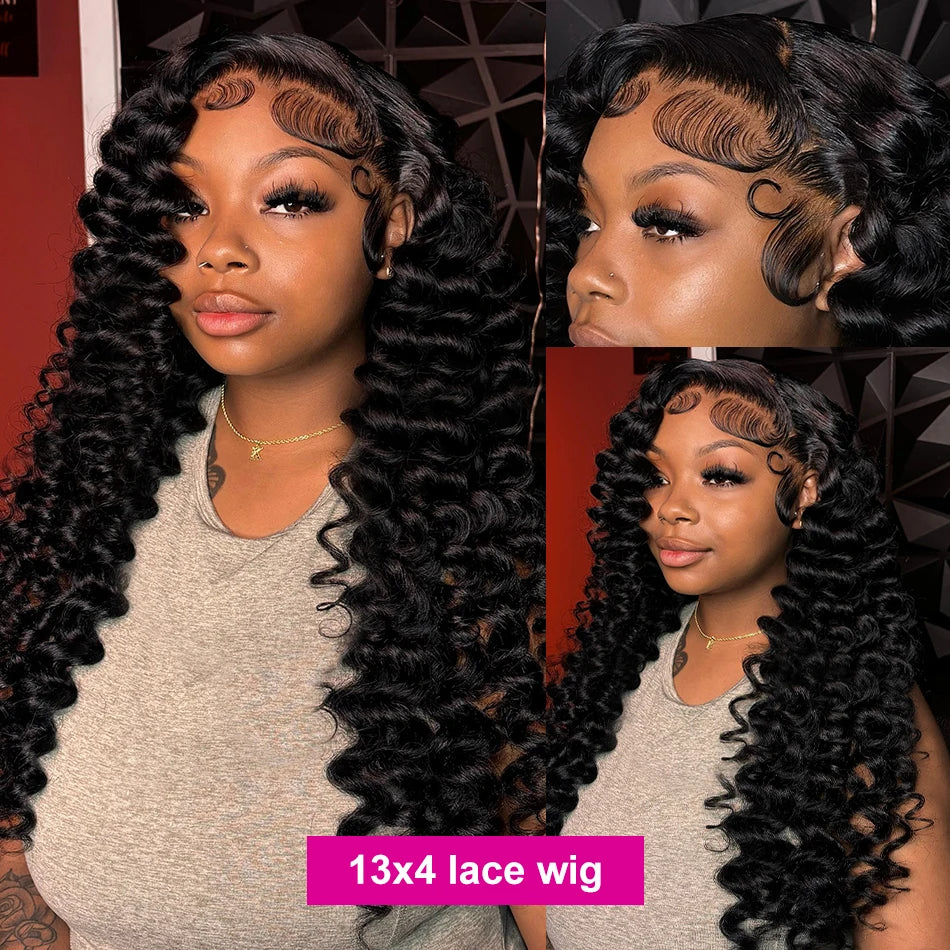 Luvin Loose Wave 13x6 HD Lace Frontal Wigs Loose Waves Wig Human Hair Brazilian Loose Deep Wave Curly Wigs Human Hair For Women