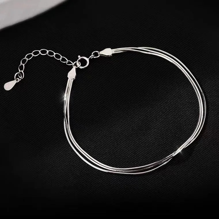 Fashion 925 Sterling Silver Bracelets for Women Simple Korean Multi Layer Coil Adjustable Bracelets Party Wedding Jewelry Gifts