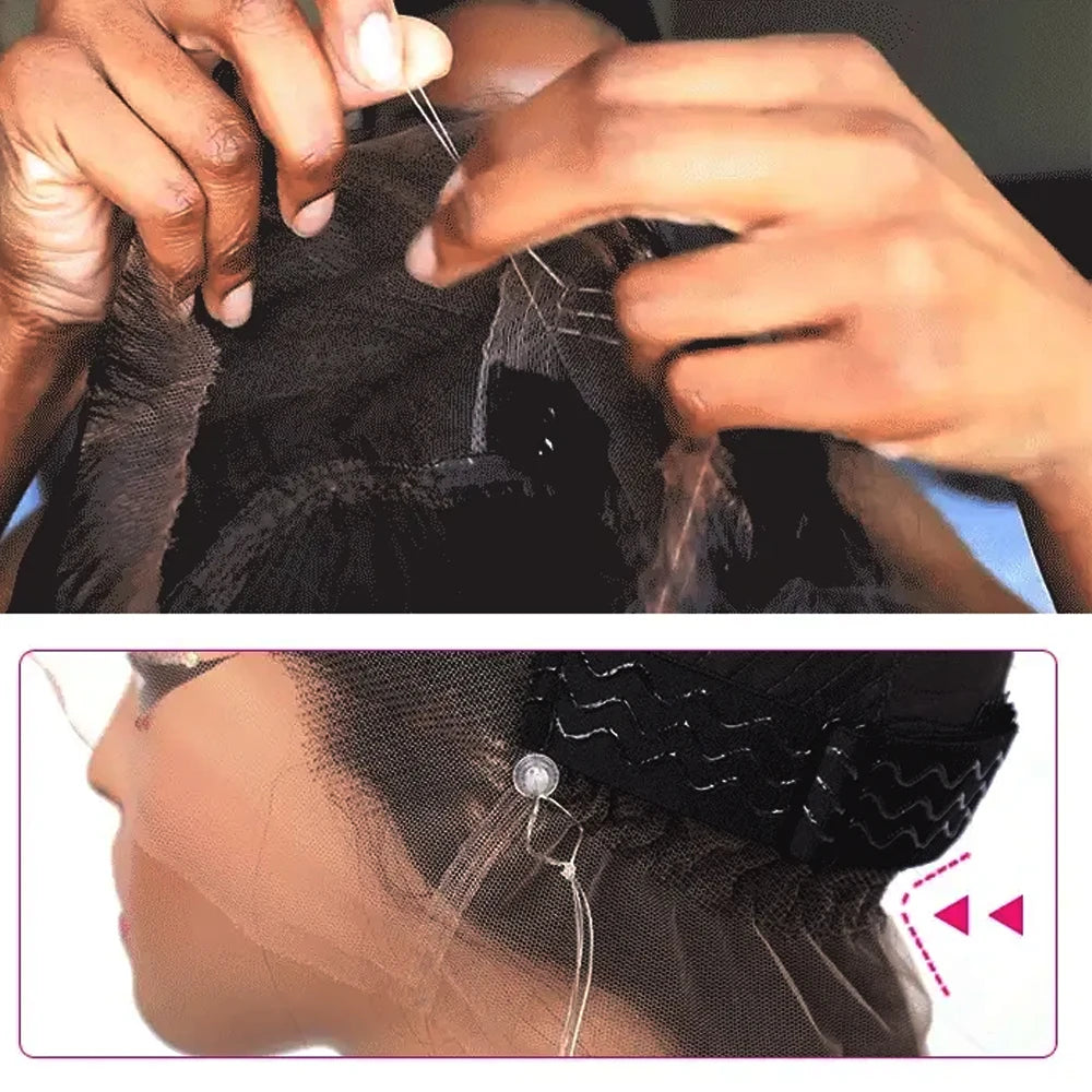 250 Density Hidden Strap 360 Full Lace Front Wig Human Hair Pre Cut Invisible Strap Deep Wave 360 Glueless Wigs with Drawstring