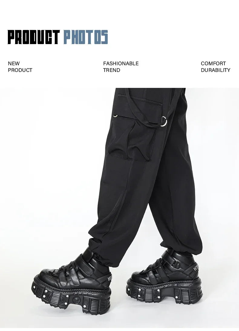 2025 New Punk Style Women Shoes Gothic Ankle Rock Boots Lace-up Heel Height 9CM Platform Shoes Woman Metal Decor Woman Sneakers