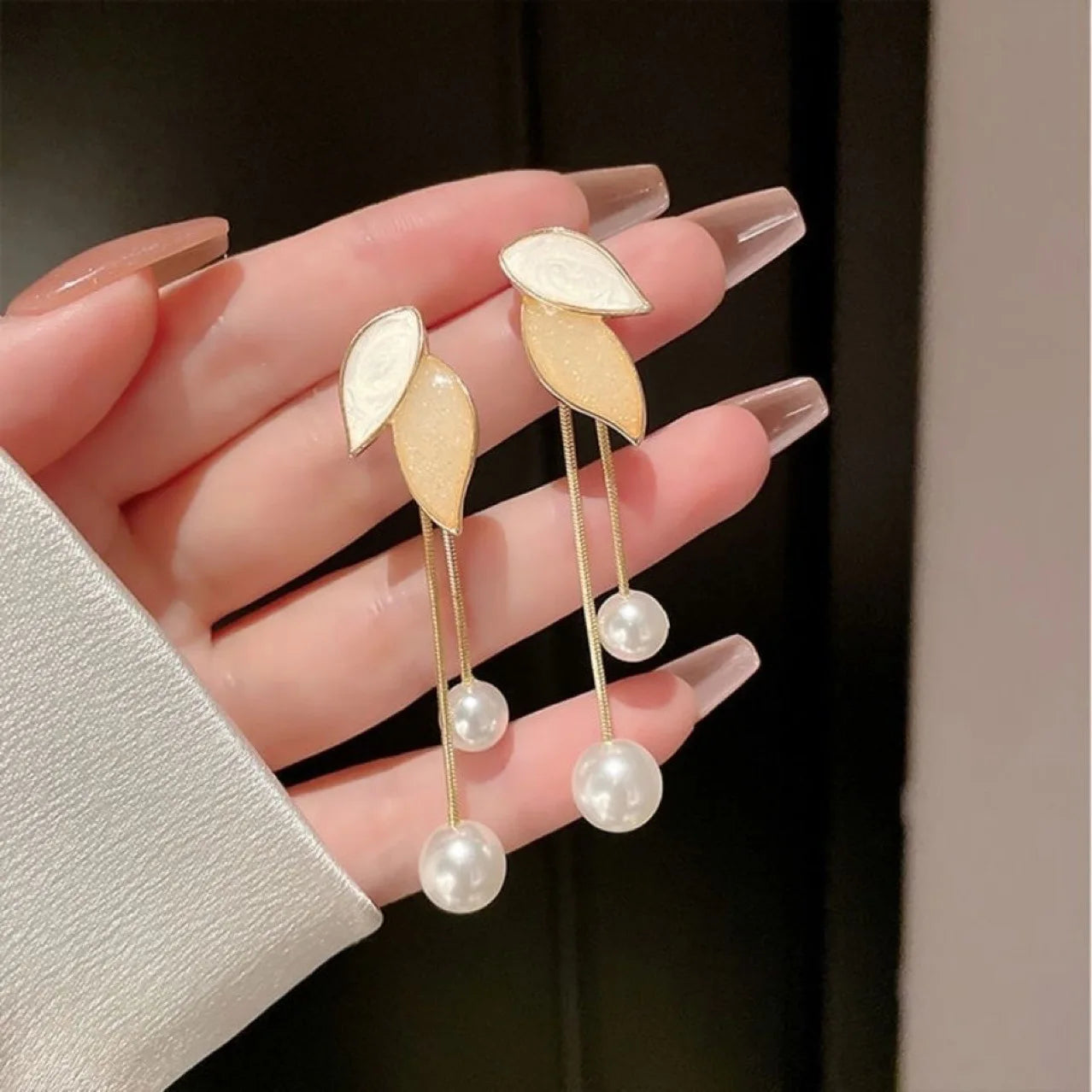 2025 Y2K Boho Celestial Pearl Leaf Tassel Earrings for Women Elegant Delicate Minimalist Party Jewelry Luxury Gifts