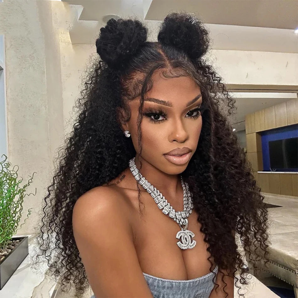 Kinky Curly 13x4 Lace Frontal Wig For Women 13x6 Glueless Human Hair Wigs Deep Water Wave Full Lace Front Wigs Ready to Wear Wig