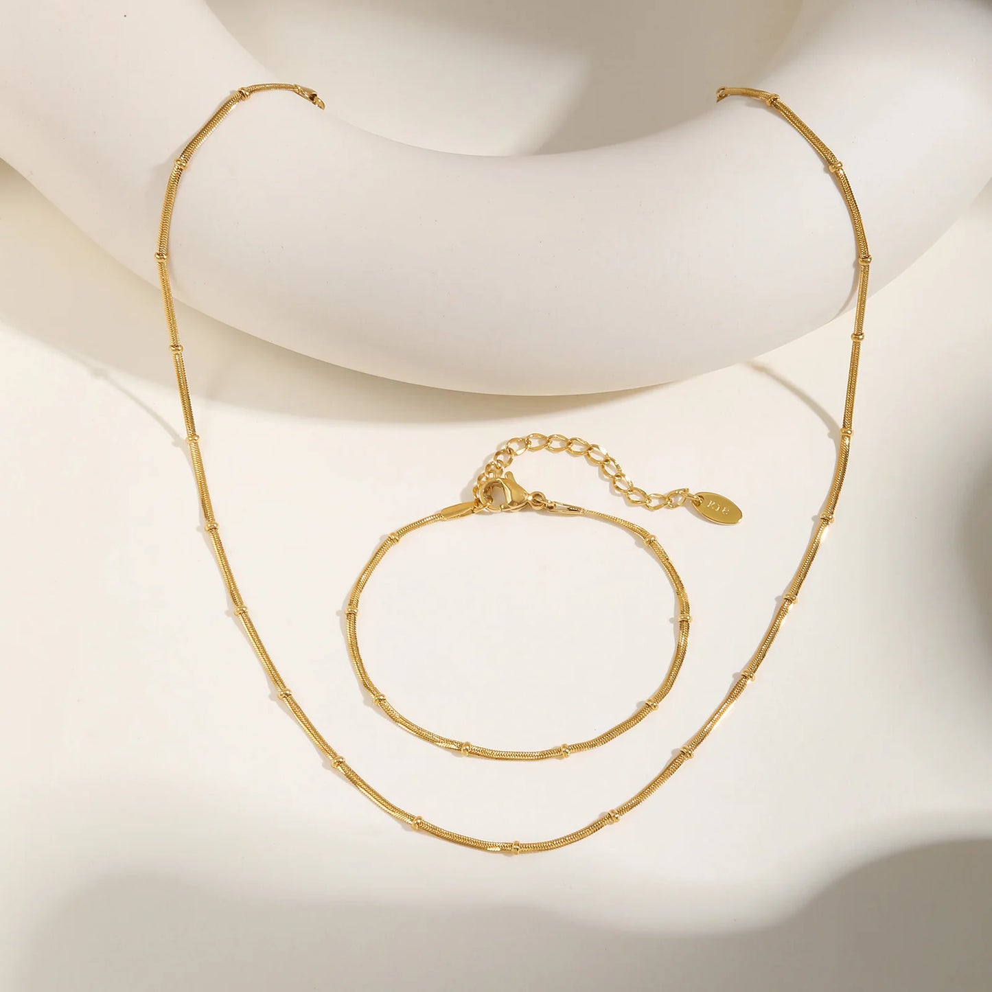 Stainless Steel Snake Ball Bead Chain Bracelet For Women, 18k Gold Plated Thin Link Layered Hand Wristband Christmas Gift